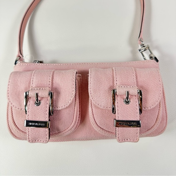 NEW Women’s Michael Kors Pink Denim Pochette Shoulder Bag - Picture 8 of 11